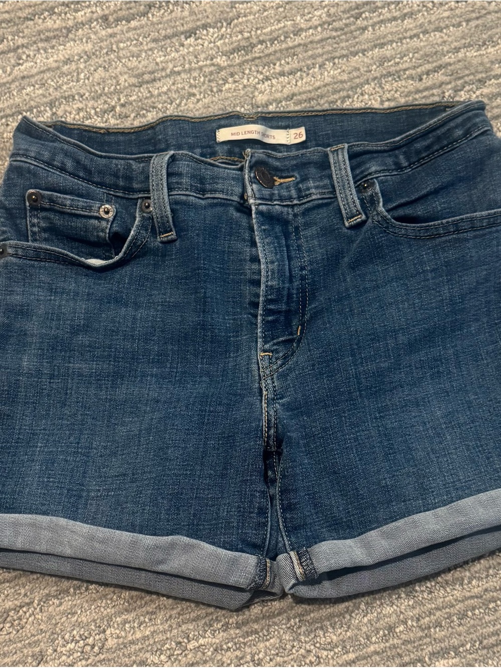 Levi's Women's Mid-Length Dark Blue Denim Shorts